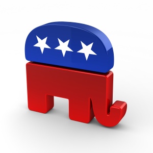 Republican elephant over bright background